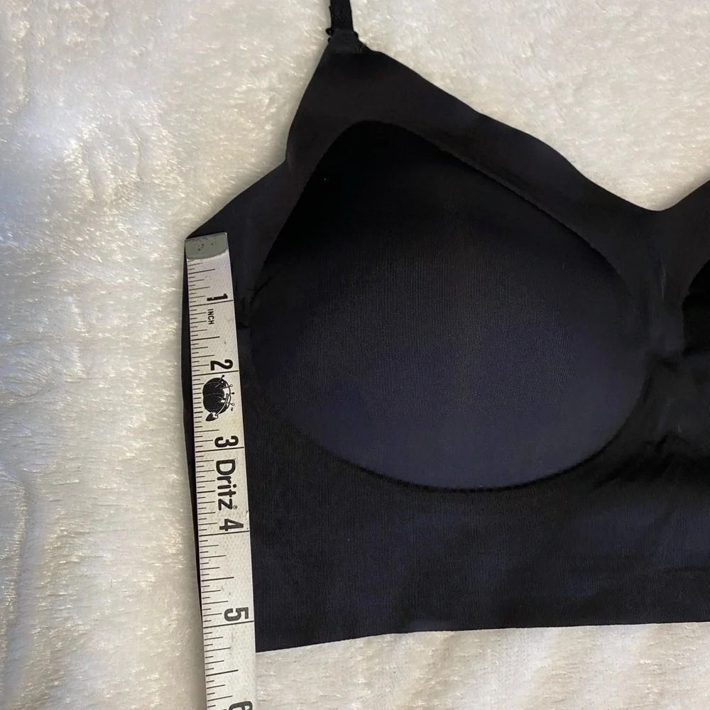 Bralette Large Minimalist Seamless Solid Black Wireless Breathable Stretch Bra